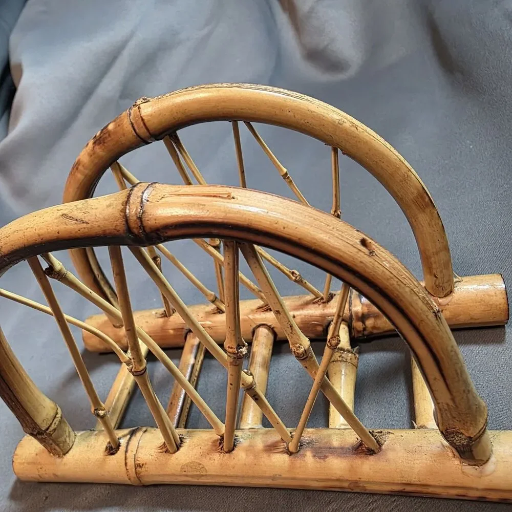 Vintage Bamboo Rattan Letter Mail Napkin Holder Boho Decor